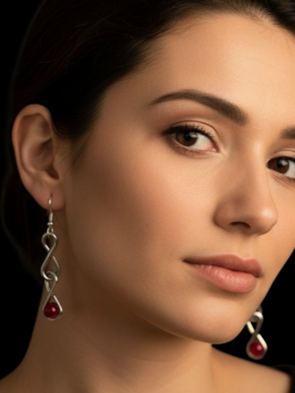(3) PR Handmade Jewelry Dark Red Infinity, Purple Stacked Coffee Brand Earrings